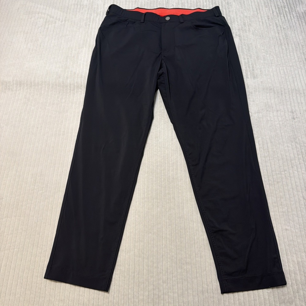 REDVANLY Pants Mens Sz XL Performance Black Stretch Golf Preppy EUC